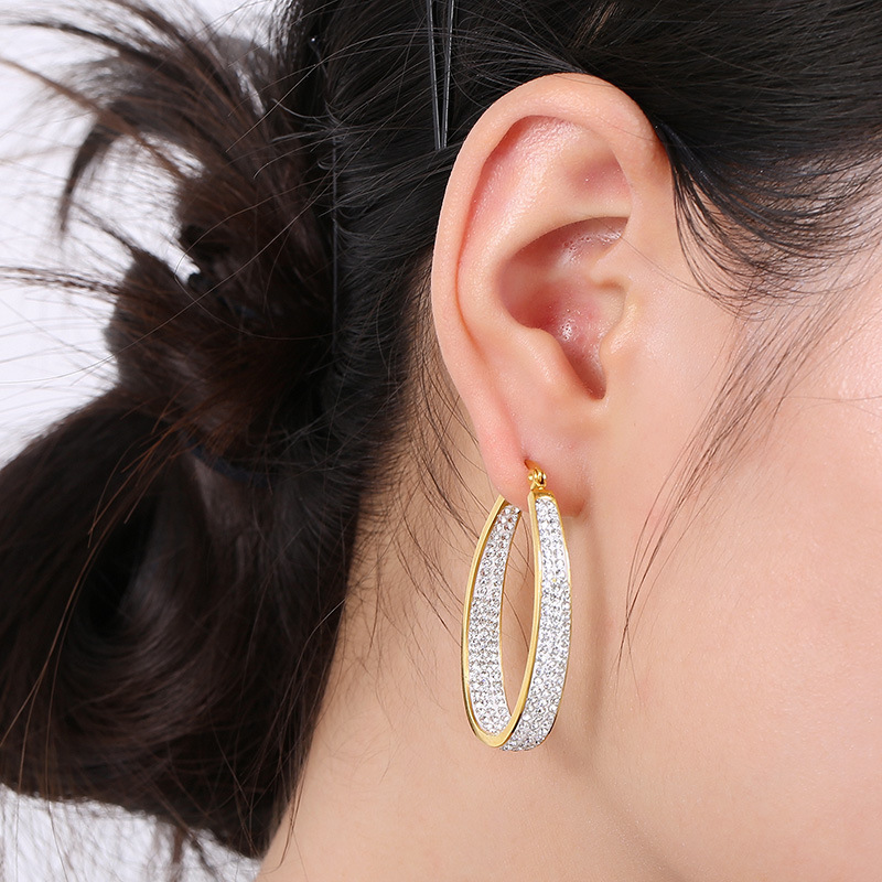 PVD Coated 18K Gold Plated U Shape Stainless Steel Simple Style Classic Style Waterproof Non Tarnish Earrings