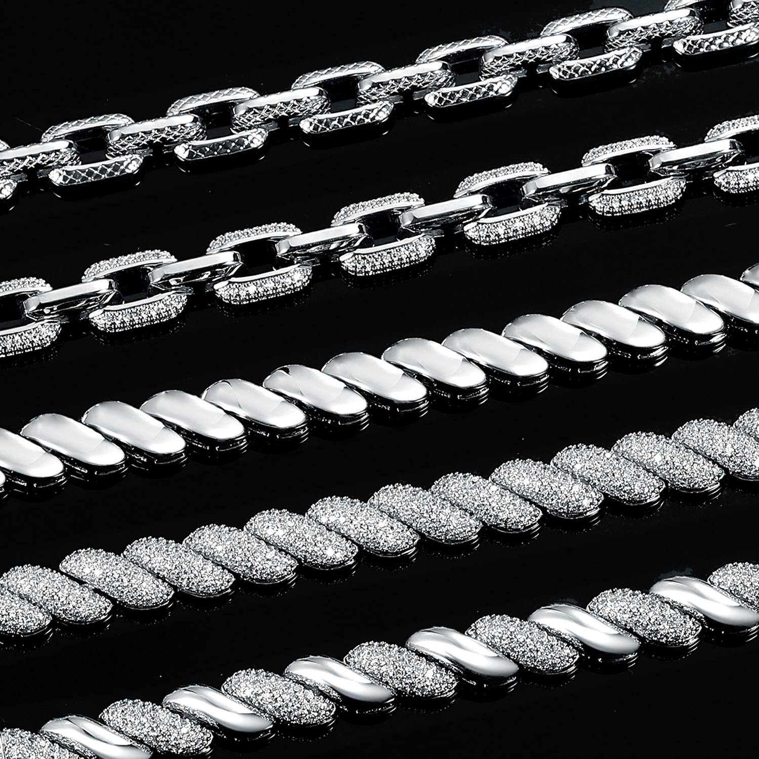 Seven-Link Bracelet Heavy Design Hip-Hop Fashion Brass Geometric Pattern Engraved Zircon Unisex Jewelry Accessories Water Plated Platinum