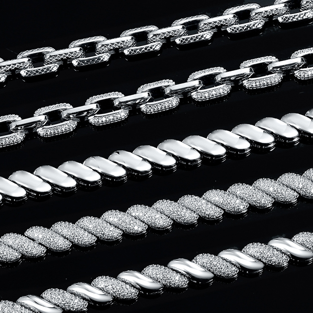 Seven-Link Bracelet Heavy Design Hip-Hop Fashion Brass Geometric Pattern Engraved Zircon Unisex Jewelry Accessories Water Plated Platinum