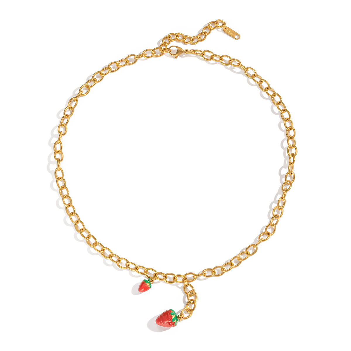 Sweet Fresh Strawberry Necklace Durable 18K Gold Plated Stainless Steel Non-Fading Countryside Style High-End Feeling Jewelry