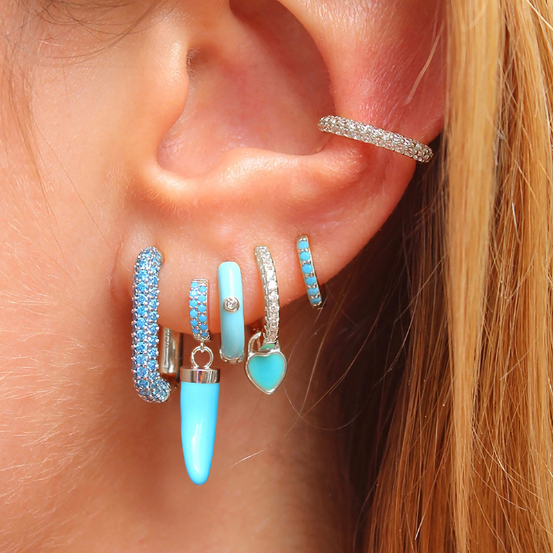 Luxury Zircon Earring Set Tiktok   Ins Style Round And Heart Shaped Gold Plated Copper Jewelry Accessories