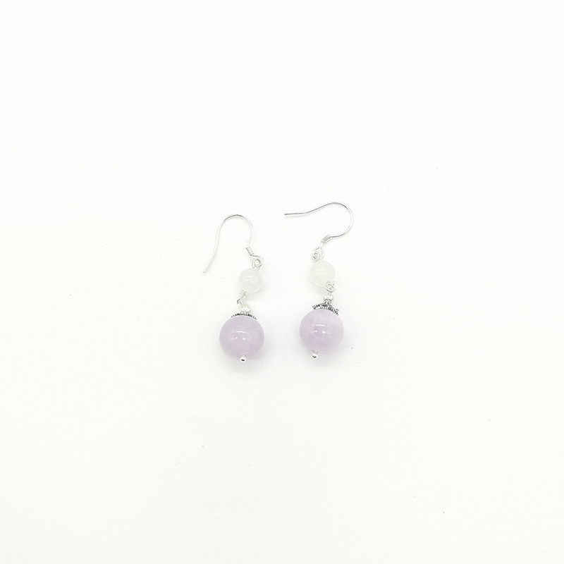Natural Lavender Purple Jade Earrings Sweet Design New Chinese Style Retro Hanfu Earring Accessories S925 Silver Ear Pins
