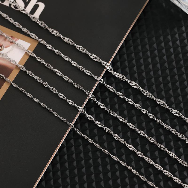 Stainless Steel Water Wave Chain Necklace Versatile DIY Jewelry Chain Unisex Fashion Simple Titanium Steel Clavicle Chain