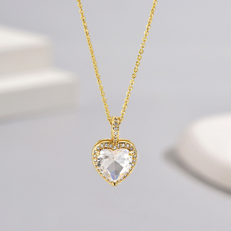 Wholesale Basic Modern Style Classic Style Heart Shape Copper Plating Inlay Zircon Pendant Necklace