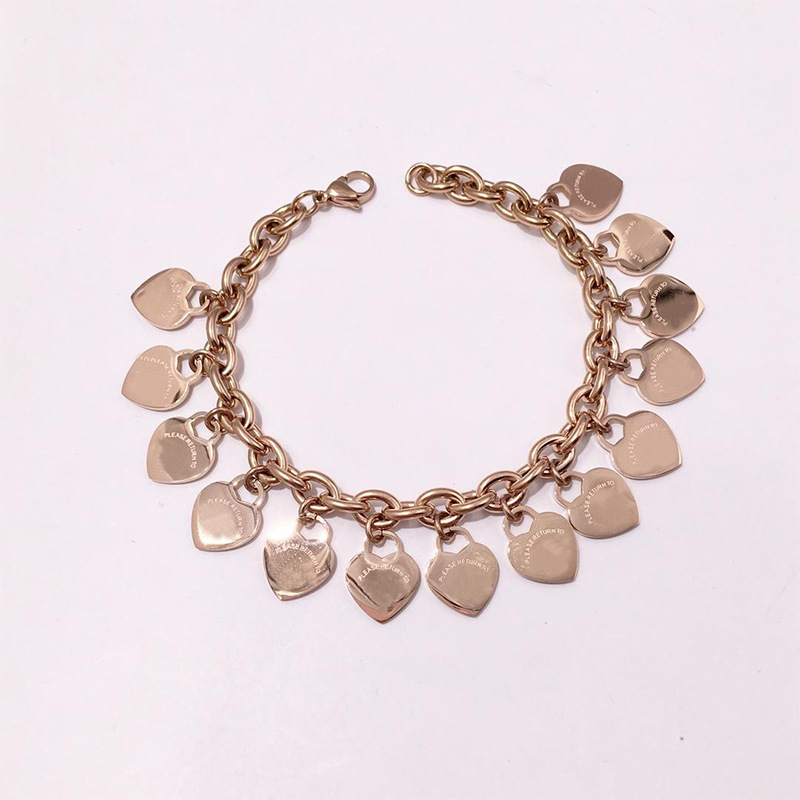 PVD Coated 14K Real Gold Plated 18K Real Gold Plated 24K Real Gold Plated Heart Shape 304 Stainless Steel 316L Stainless Steel  316 Stainless Steel  Basic Classic Style Plating Bracelets