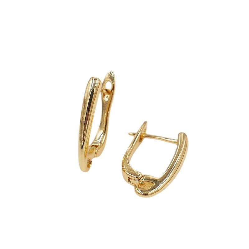 18K Gold Plated Copper Earrings U-shaped Smooth Surface Women Accessories Ear Jewelry With Water Drop Round Basic Earrings