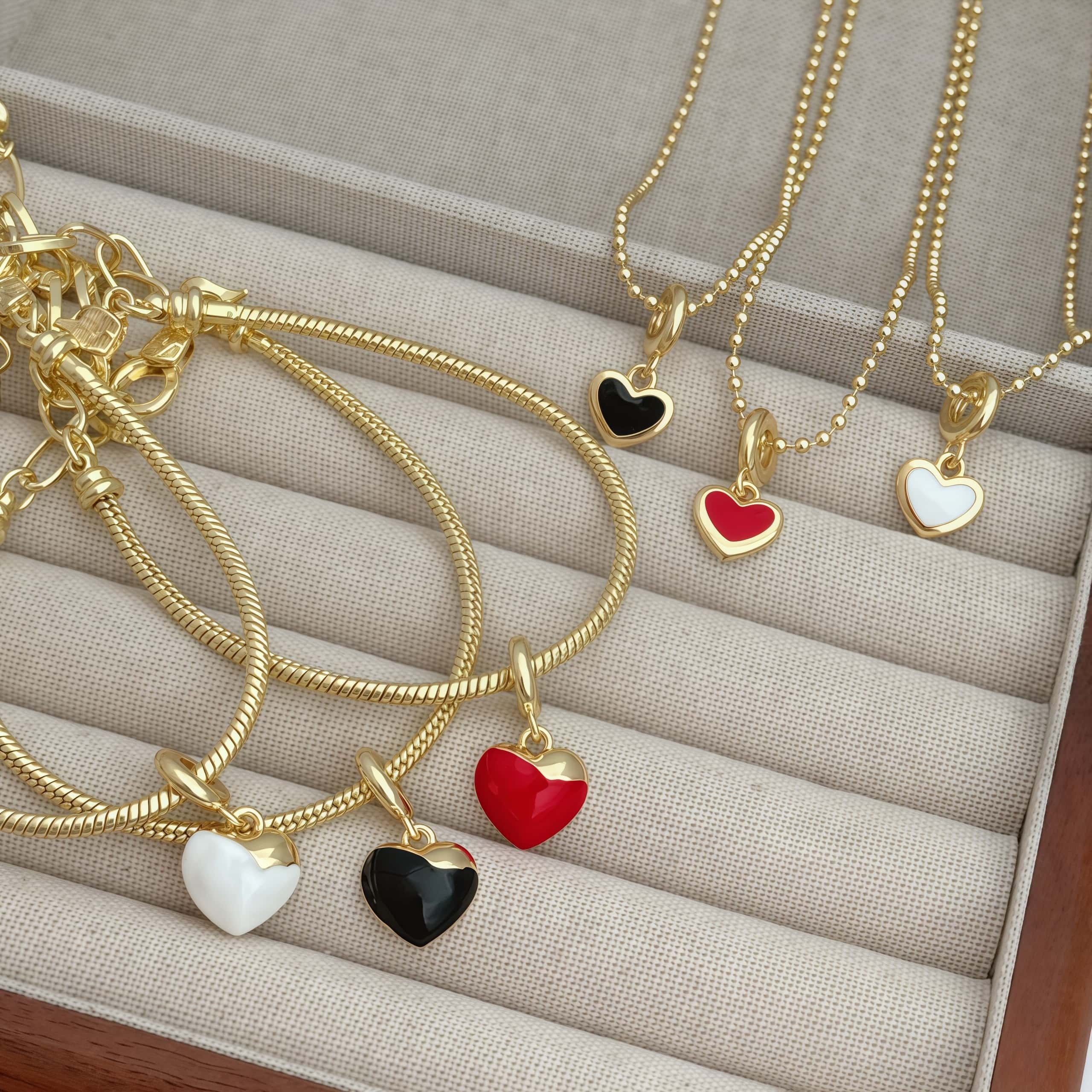 1 Set Of Heart Bracelet And Necklace Jewelry Suitable For Men And Women Couples Friends To Wear Copper Plated With 18K Gold Oil Drop Fashionable And Beautiful