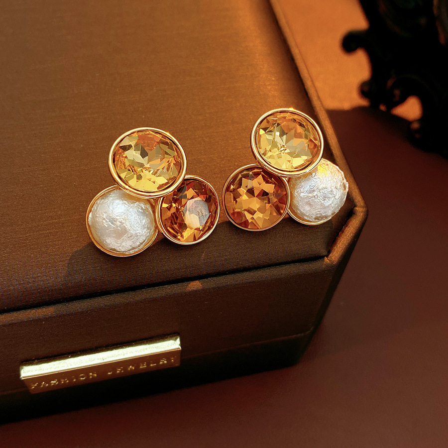 Vintage Gold Plated Silver Pin Diamond Earrings Multifunctional Women's Jewelry Geometric Snowflake Party Accessories