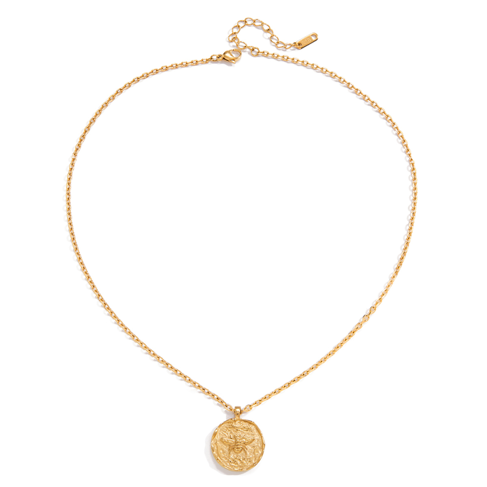 304 Stainless Steel Bee PVD Coated Stone-Free 18K Real Gold Plated Necklace