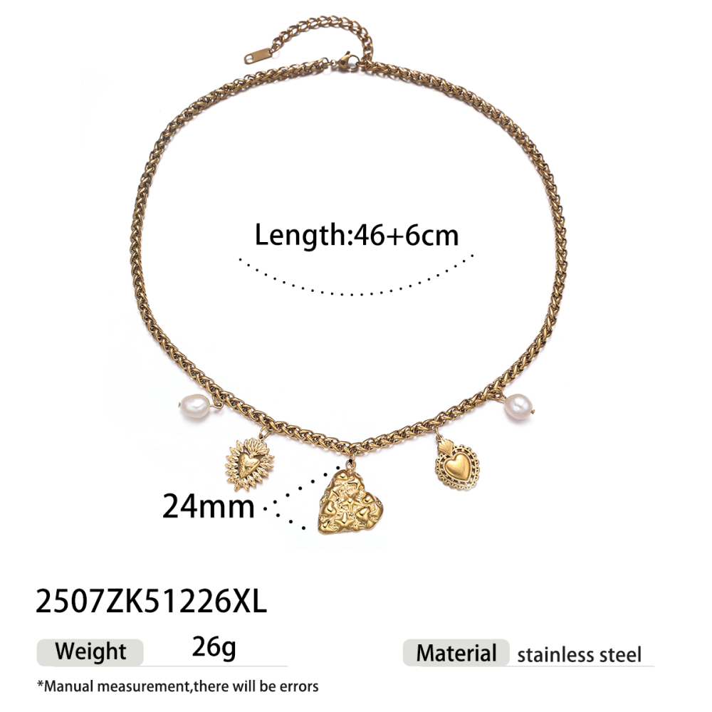 Elegant Stainless Steel Titanium Necklace Non-fading Cross Heart Pendant Jewelry  Style Fashion Accessories