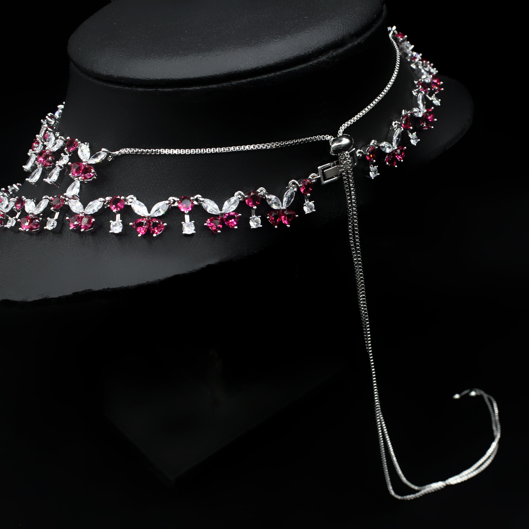 Luxurious Wedding Party Drop Earrings Pendant Necklace Set Casual Versatile Three-piece Copper Zirconia Jewelry For Women