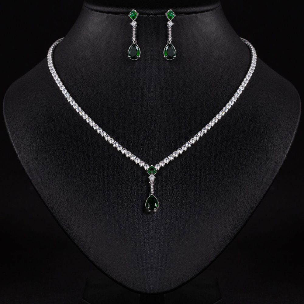 Bridal Jewelry Necklace Earrings Set Zircon Wedding Dress Women's Wedding Accessories High-end Two-piece Jewelry Set