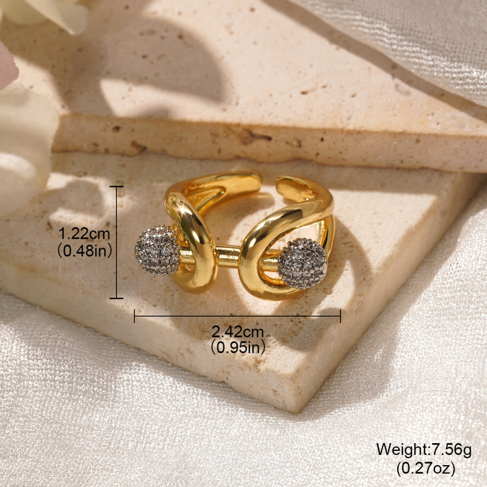 Electroplated (Including Color Retention Layer) Geometric Pattern Copper Elegant Hollow Metal Ring Fashionable Simple Luxurious Stackable Finger Accessories Unisex