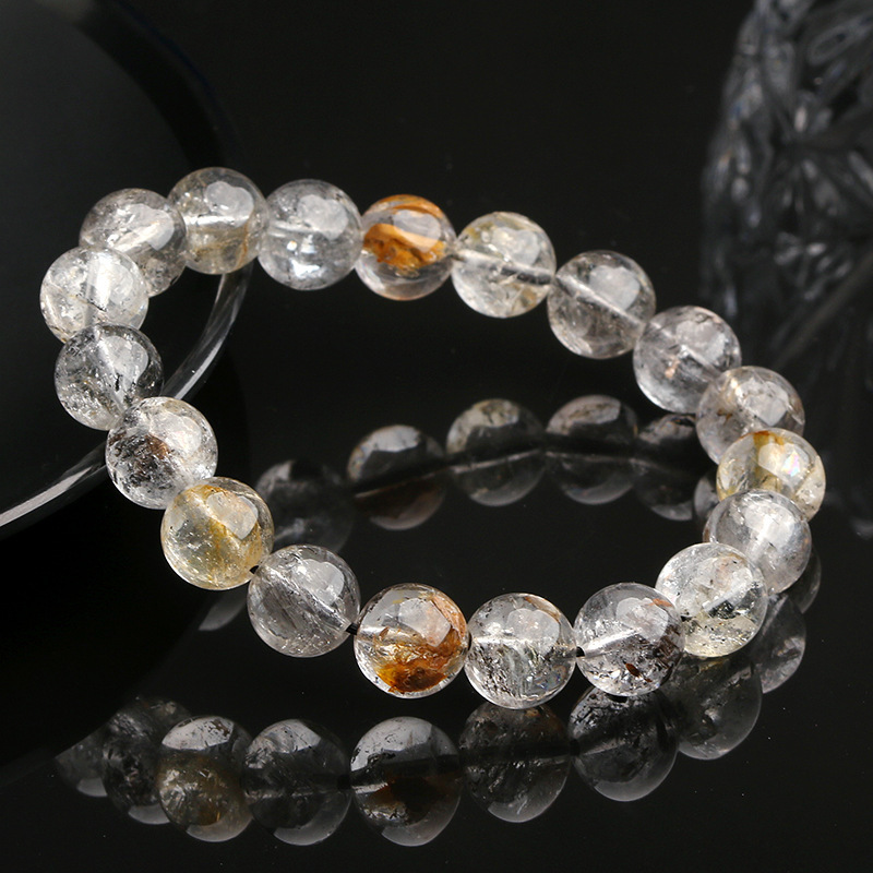 Natural Crystal Flashing Diamond Bracelet Black Yellow Crystal Lucky Oil Dare Circle Donghai Tokyang Crystal Geometric Pattern