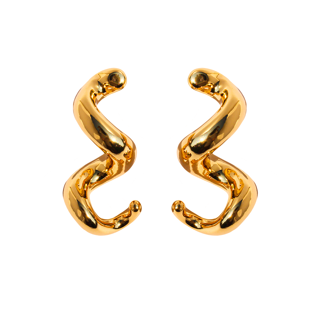 Exaggerated Casual Wave Spiral Twisted Line Metal Style Earrings Geometric Shape Daily Streetwear Accessories For Men And Women