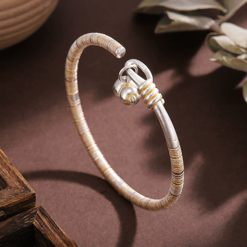 Silver Bracelet For Women Gold-Plated Fortune Gourd Open Vine Gourd Bracelet Youth Style Gift For Girlfriend New Chinese Style