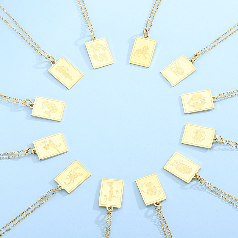 304 Stainless Steel Constellation PVD Coated 18K Real Gold Plated Classic Style Commute Plating Pendant Necklace