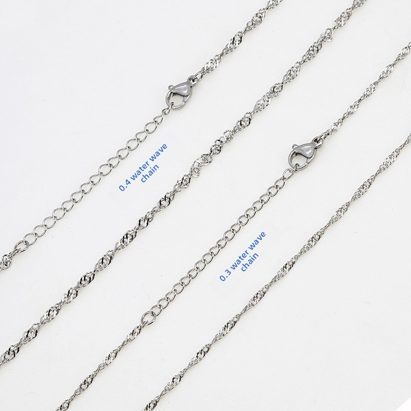 Stainless Steel Water Wave Chain Necklace Versatile DIY Jewelry Chain Unisex Fashion Simple Titanium Steel Clavicle Chain