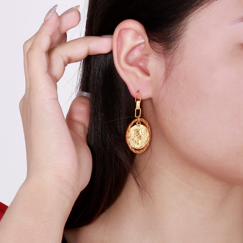 PVD Coated 18K Gold Plated Solid Color Stainless Steel Simple Style Classic Style Waterproof Non Tarnish Drop Earrings