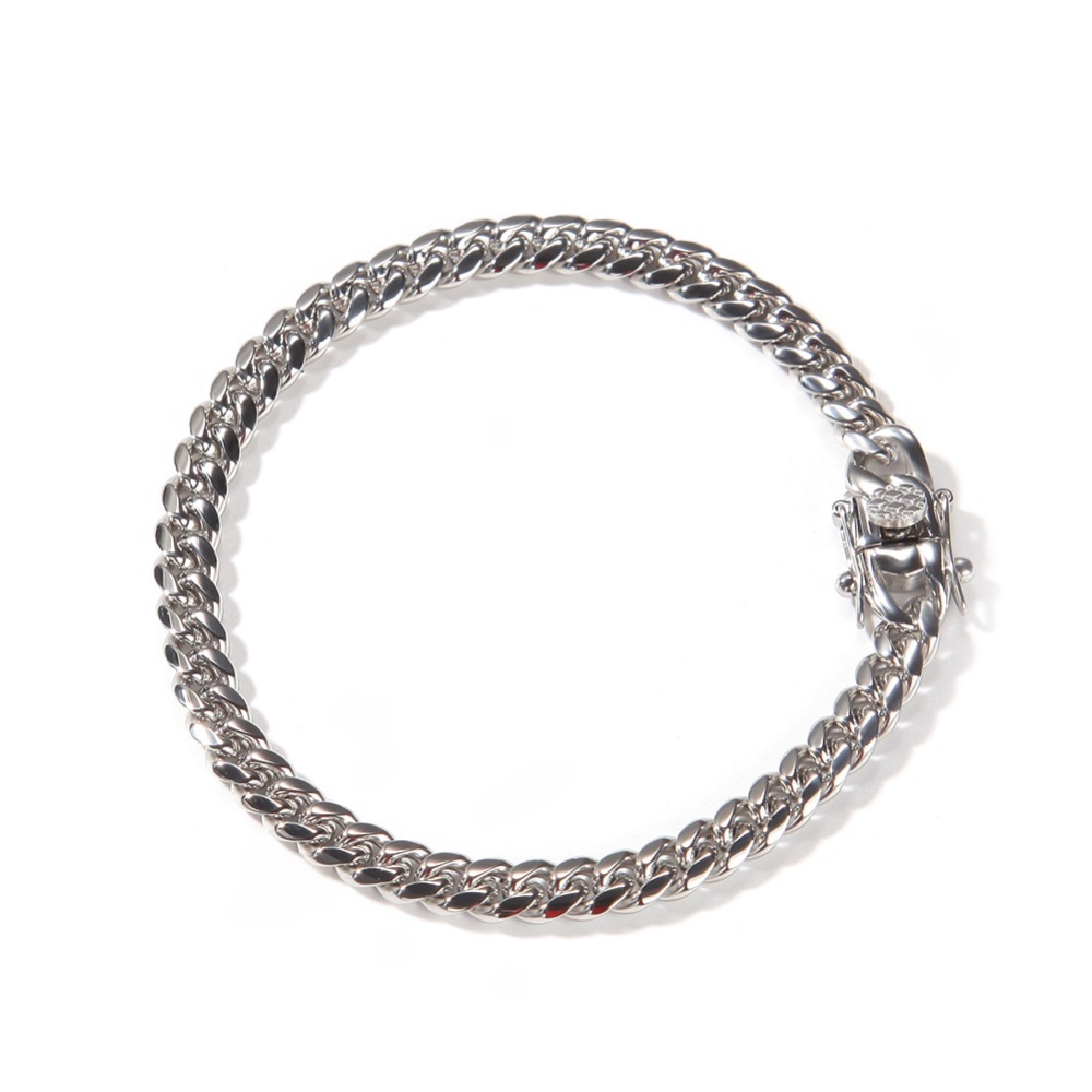 Fashion European And American Hip-Hop Gold-Plated Titanium Steel 6mm Cuban Necklace Men's 316L Stainless Steel Vacuum Electroplated Solid Color Bracelet Fashion Accessories Jewelry