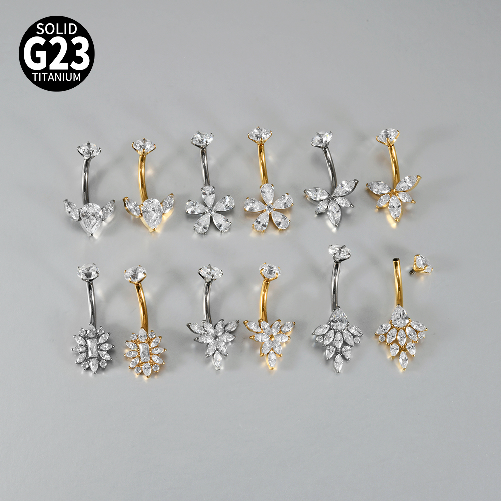 Titanium Metal Scorpion Bat Belly Button Piercing Belly Button Ring Zircon Cherry Multiple Horse Eye Flower Inner Tooth Belly Button Stud Body Piercing Jewelry Accessories