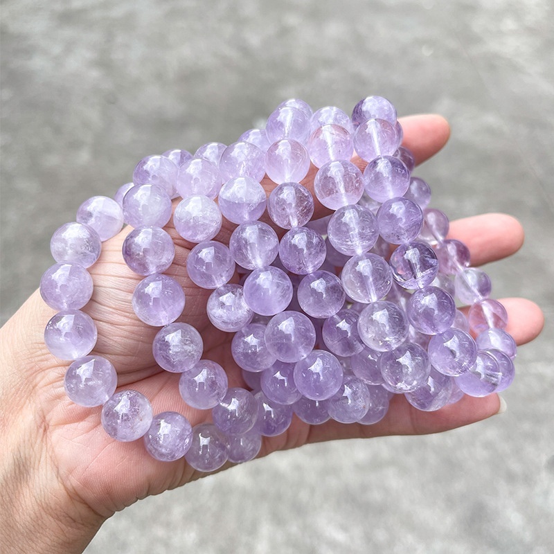 JD Jewelry Natural 5A Grade Lavender Crystal Bracelet Ice Transparent Round Beads Simple Elegant Fashion Women's Geometric Pattern