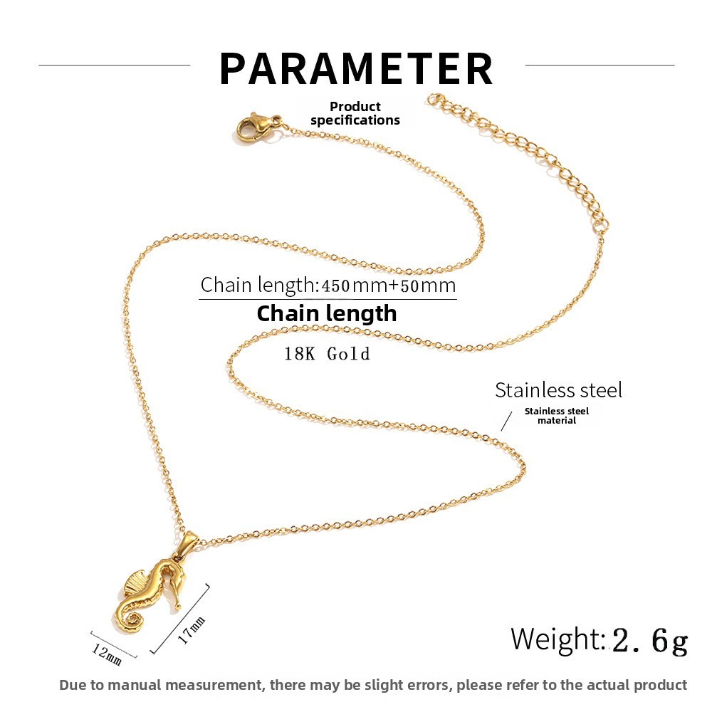 18K Gold Plated Turtle Starfish Shell 304 Stainless Steel Animal Pendant Necklace Fashion Starfish Conch Collarbone Chain Women's Ocean Series Jewelry Accessories