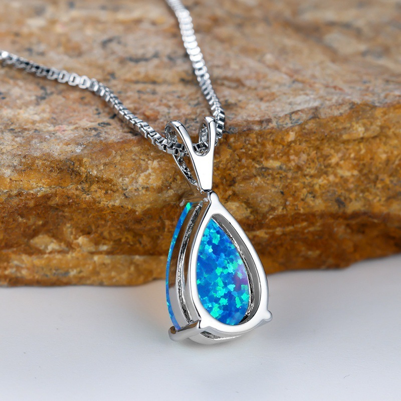 Wish Bestselling Waterdrop Australian Opal Pendant Necklace Women Elegant Versatile Quality Jewelry Fashion Accessories