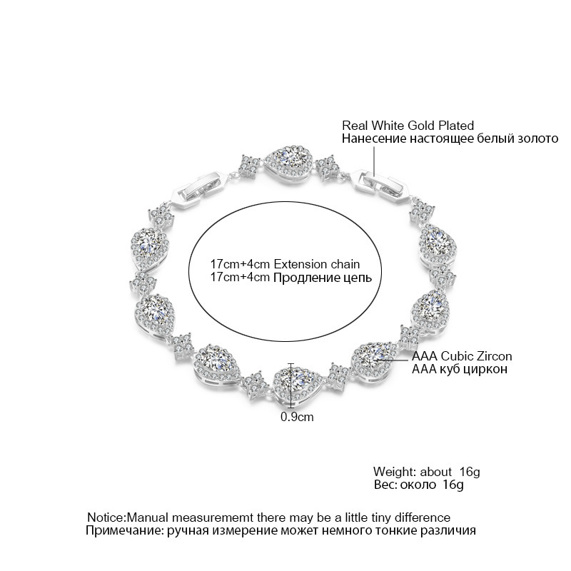 Fashionable Waterdrop Zirconia Bracelet For Women RAKOL Classic European Style Wedding Jewelry Copper Material OL Style