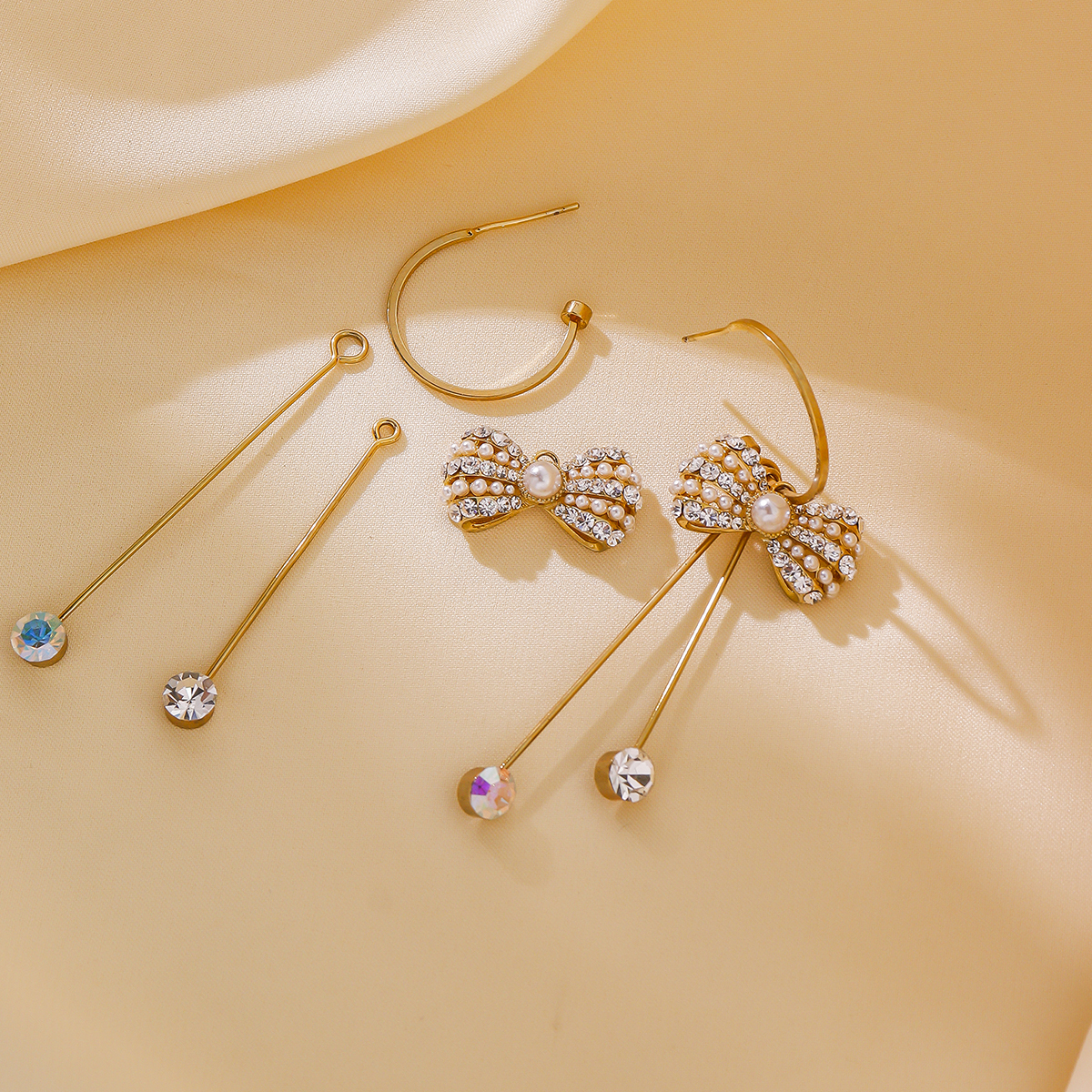 1 Pair Elegant Classic Style Bow Knot Copper Pearl Drop Earrings