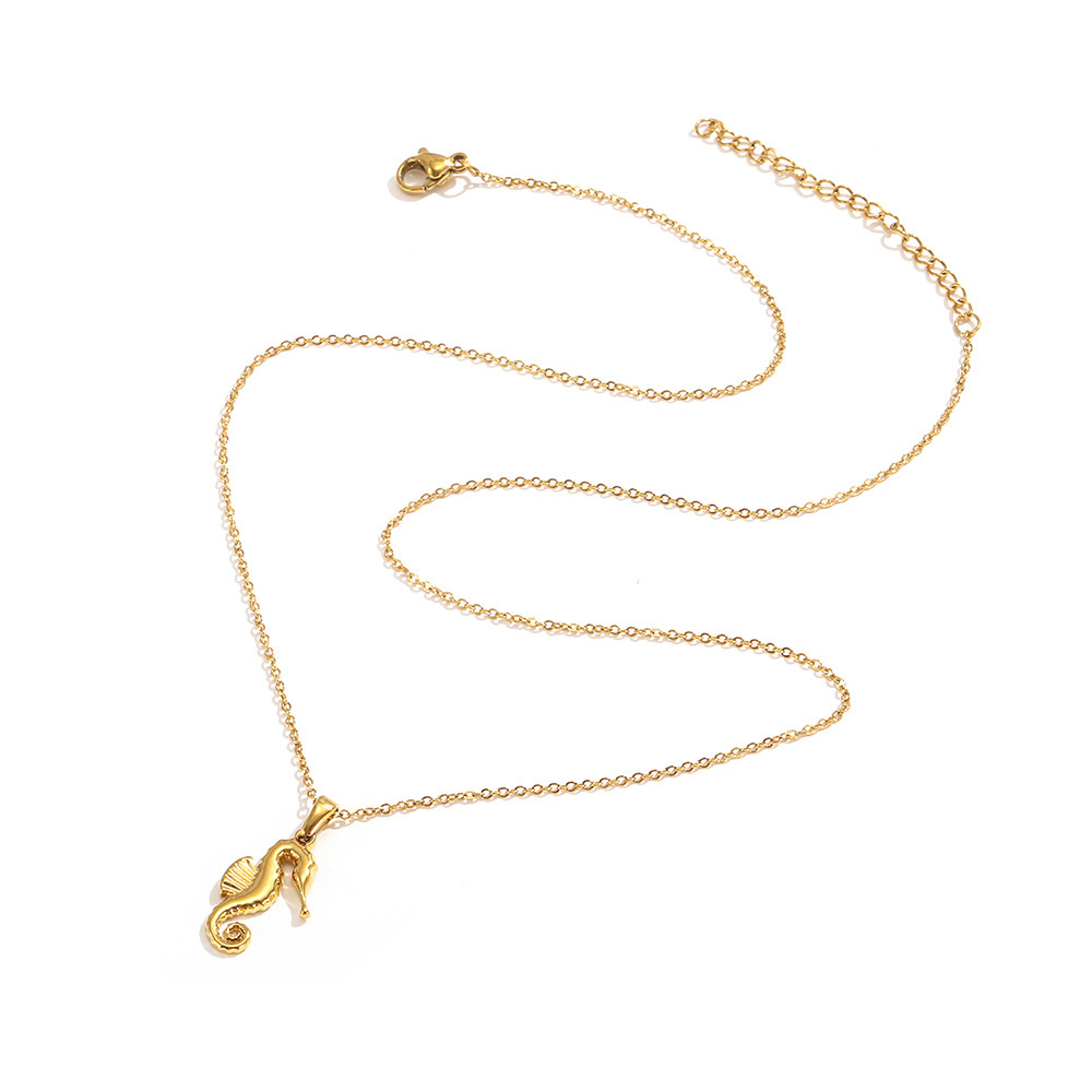18K Gold Plated Turtle Starfish Shell 304 Stainless Steel Animal Pendant Necklace Fashion Starfish Conch Collarbone Chain Women's Ocean Series Jewelry Accessories