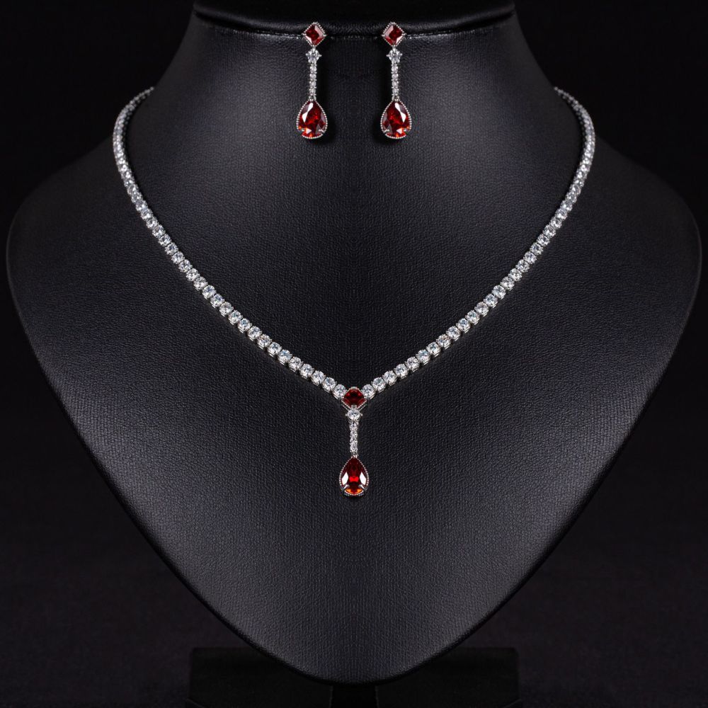 Bridal Jewelry Necklace Earrings Set Zircon Wedding Dress Women's Wedding Accessories High-end Two-piece Jewelry Set