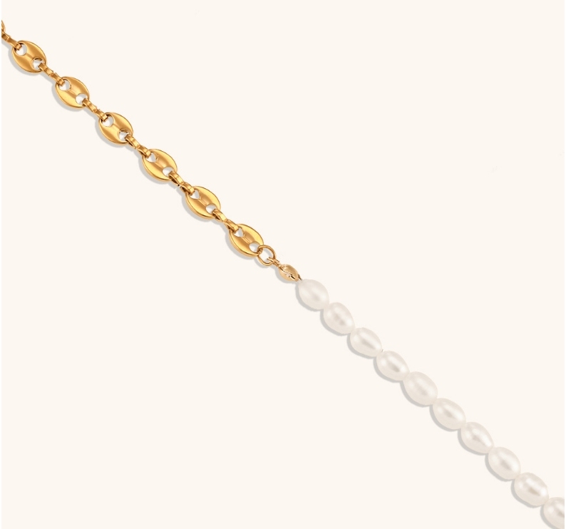 Women's 304 Stainless Steel Titanium Steel Vacuum Plating PVD Coated 18K Gold Plated Beaded Plating Pearl Freshwater Pearl Bracelets Necklace Imitation Pearl Jewelry