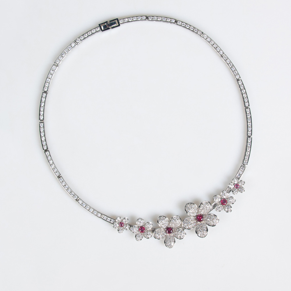 Fashionable Luxury Zircon Flower Wedding Dress Accessories Bridal Necklace Set Earrings And Necklace Jewelry For Brides