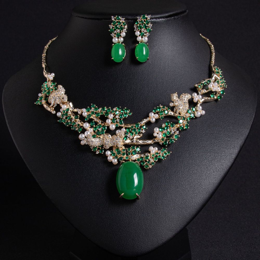 Elegant Short Lockbone Necklace And Earring Set For Women Exaggerated Fashion High End Accessories Dinner Party Jewelry