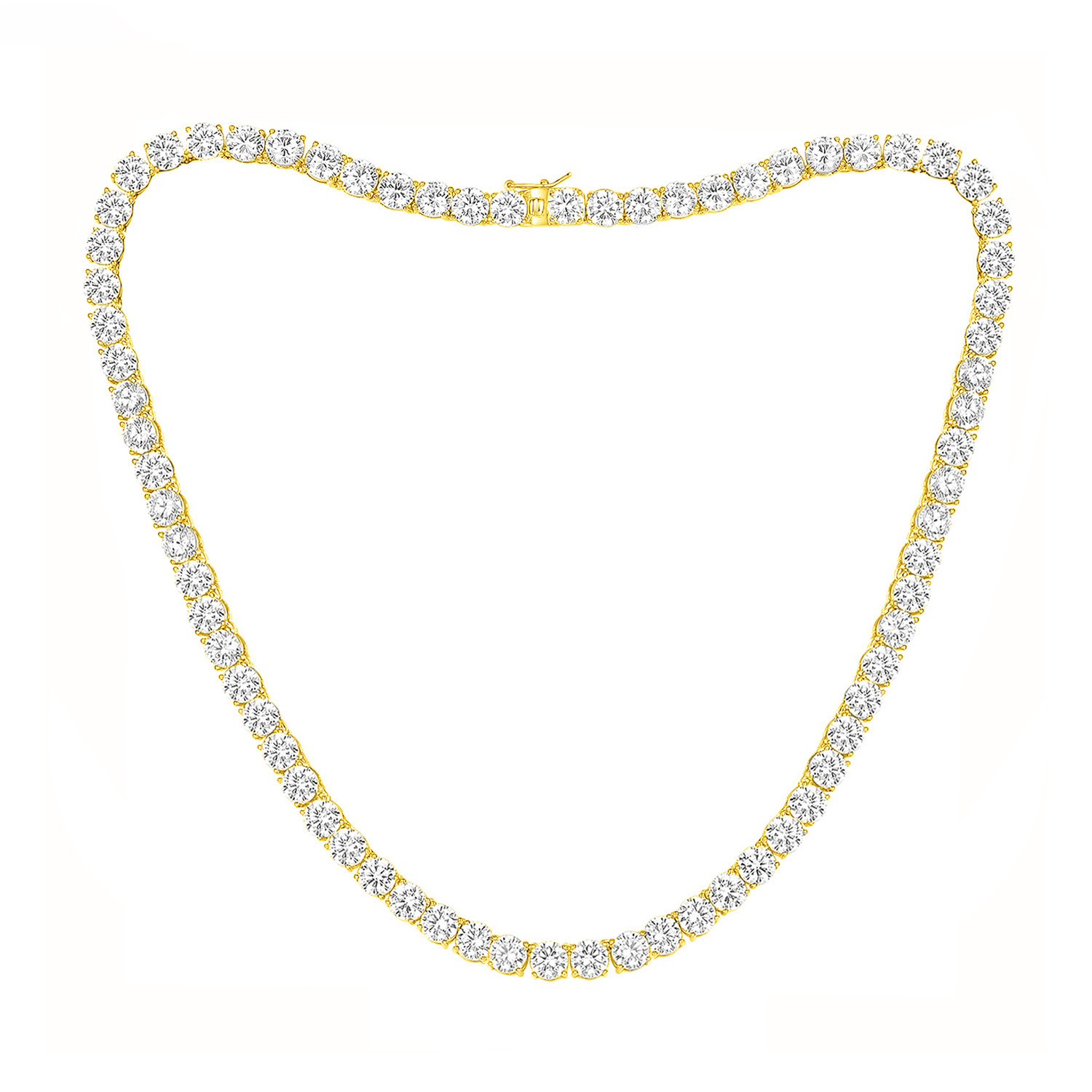 Fashionable 18K White Gold Plated Tennis Necklace With 4 Prongs 5mm 6mm Copper Inlaid Zirconia Unisex Basic Style Diamond Shape