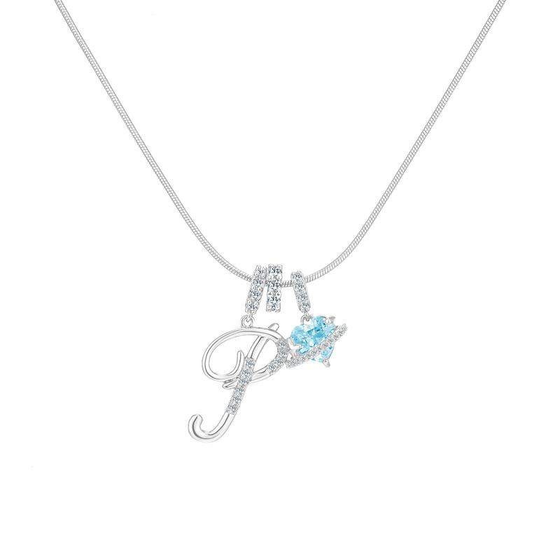 Sweet Heart Letter Pendant Necklace Jewelry Blue Sea Honey Best Friend Series Zircon Fairy Style For Women Copper Material