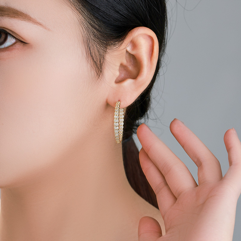 Xuping  Style Alloy Plated 14K Gold Micro-Set Zirconia Simple Earrings And Hoops Fashion Jewelry Accessories