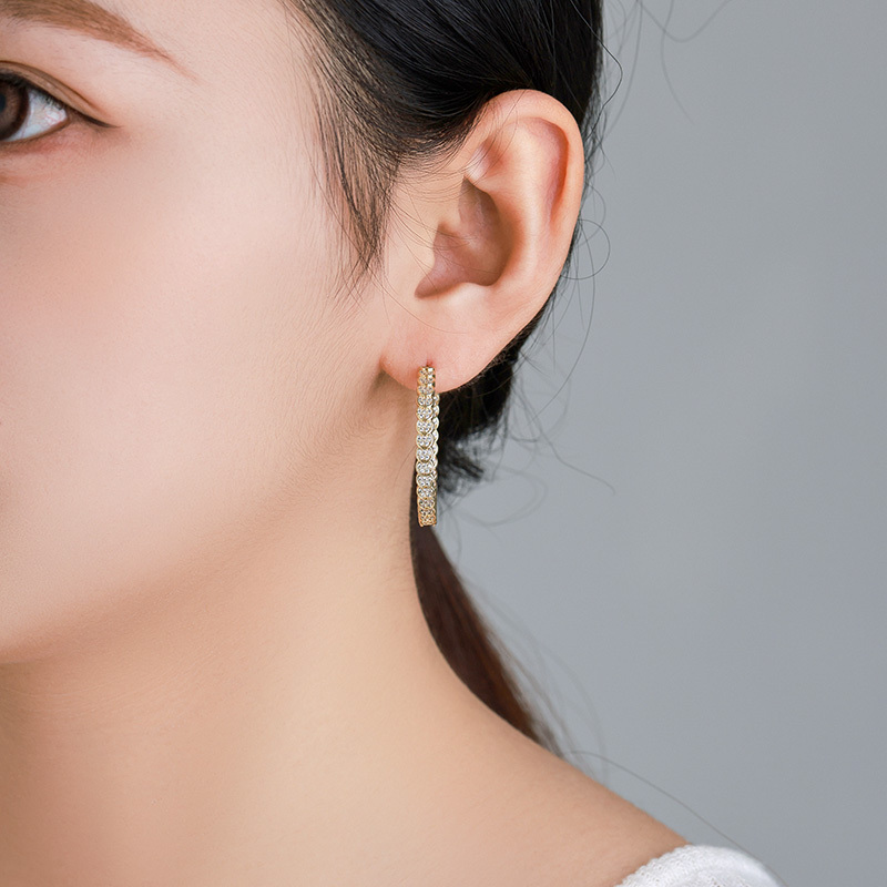 Xuping  Style Alloy Plated 14K Gold Micro-Set Zirconia Simple Earrings And Hoops Fashion Jewelry Accessories