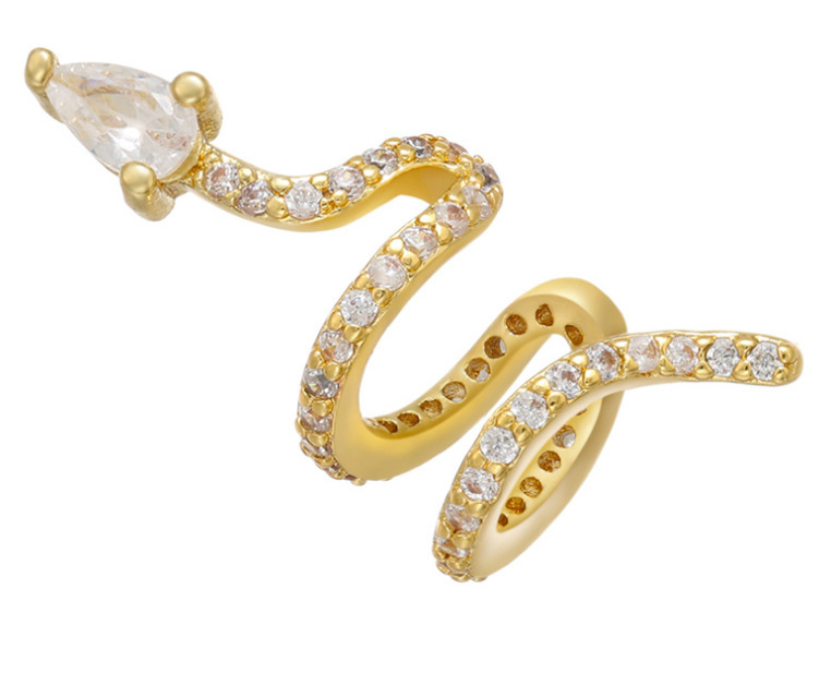 New Micro-inlaid Zircon Snake-shaped S-shaped Ear Clip Cross-border Copper Earring Accessories