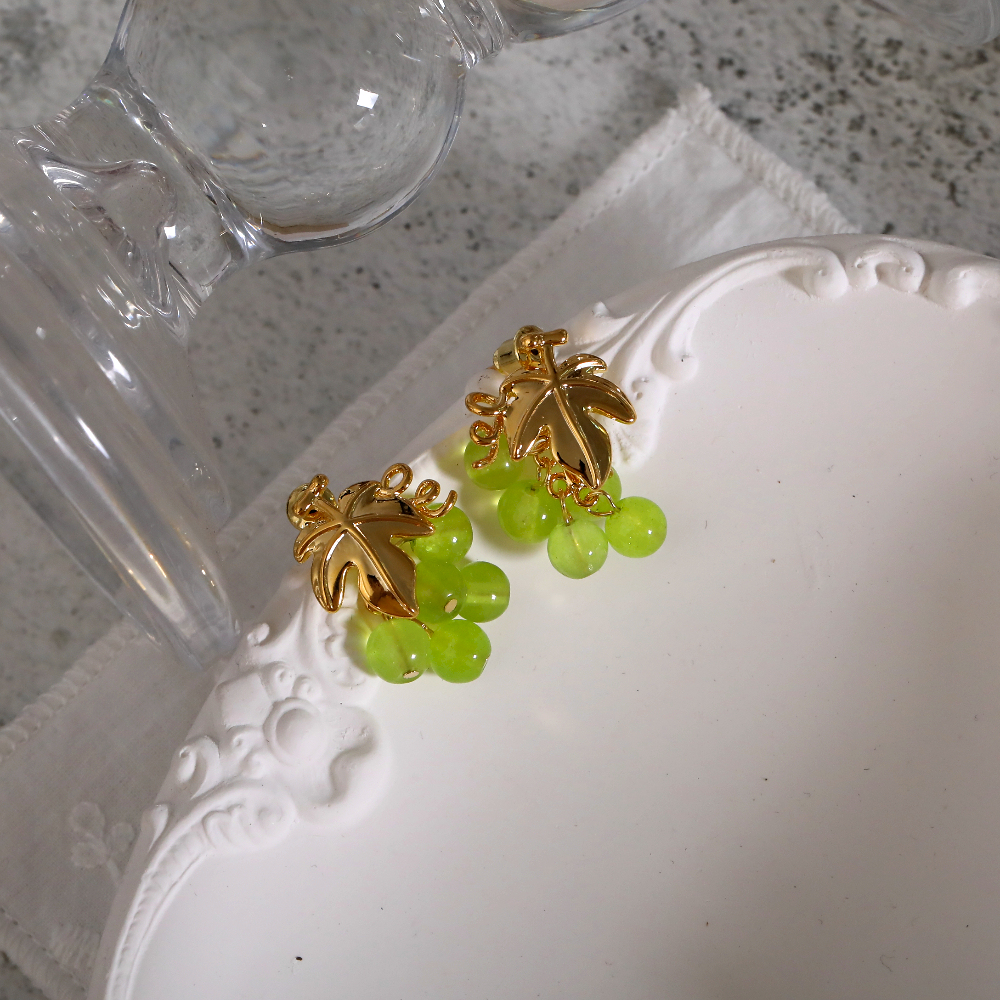 Dopamine Fruit Grape Women's Copper Plated Silver Needle Ear Studs Cute Garden Style Fresh Countryside Style Jewelry Accessories