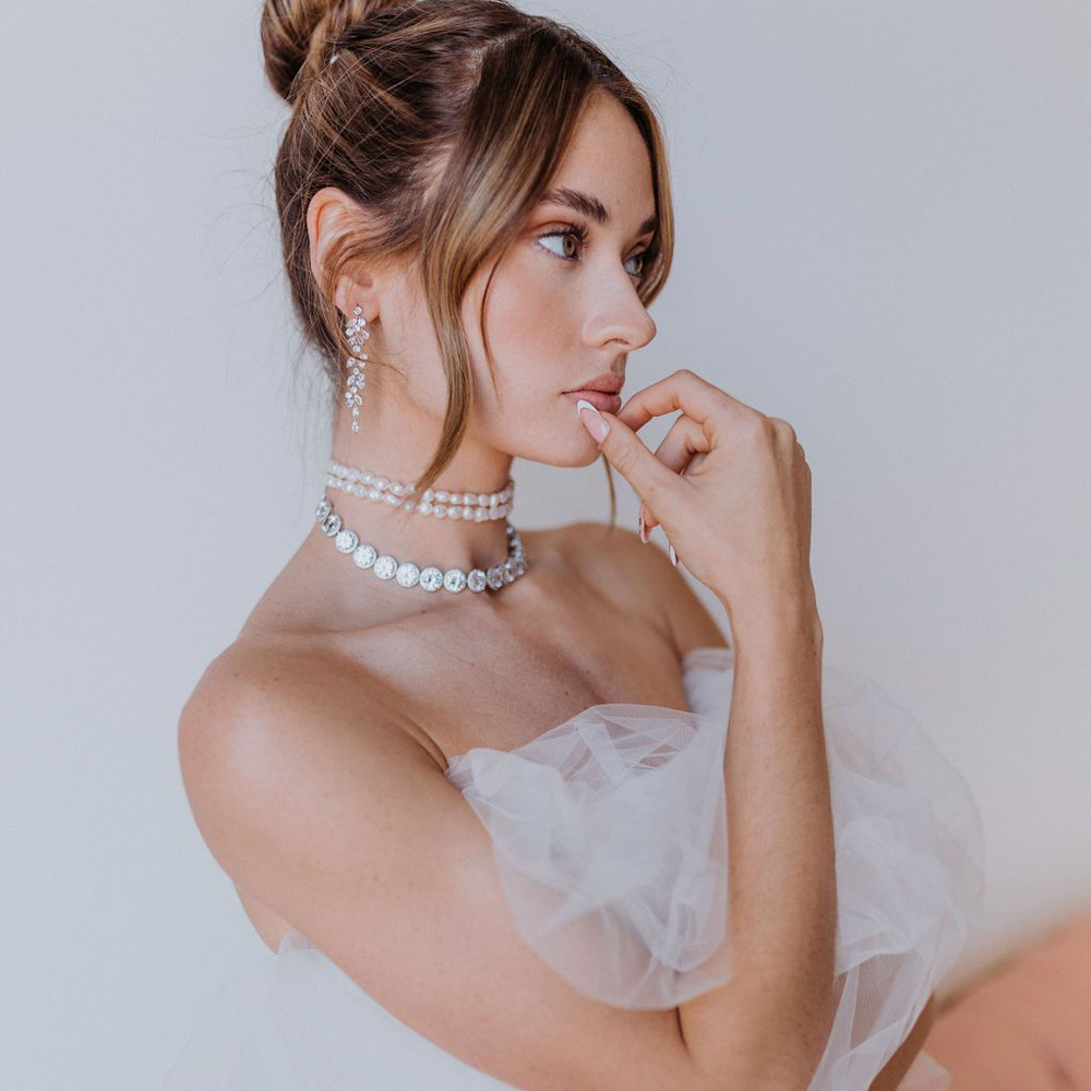 Classic Petal Waterdrop 3A Zirconia Earrings New Fashion Simple Long Tassel Bridal Ear Jewelry Geometric Pattern Copper