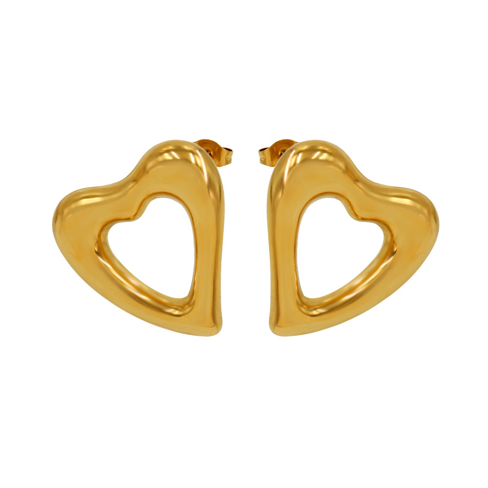 1 Pair Elegant Heart Shape Plating 304 Stainless Steel 316 Stainless Steel  18K Gold Plating In Furnace Ear Studs