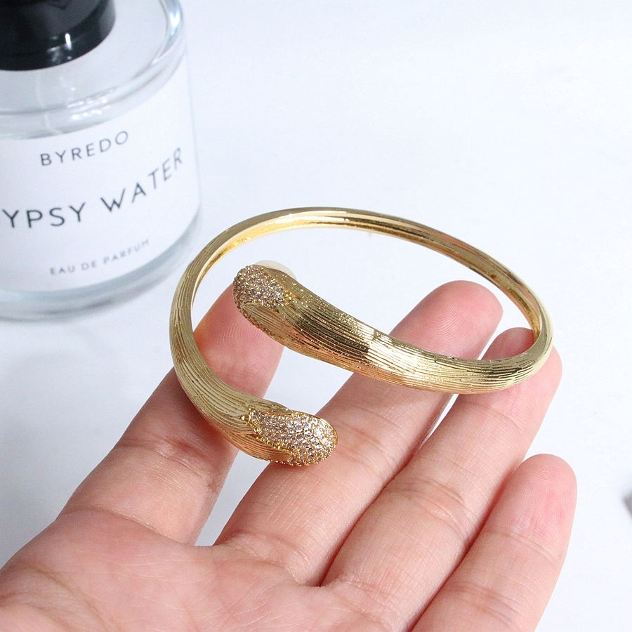European And American Cross-Border Light Luxury High-End Feel 18K Gold Plated Micro-Inlaid Zircon Bracelet Fashion Simple Open Adjustable Bangle Versatile Jewelry