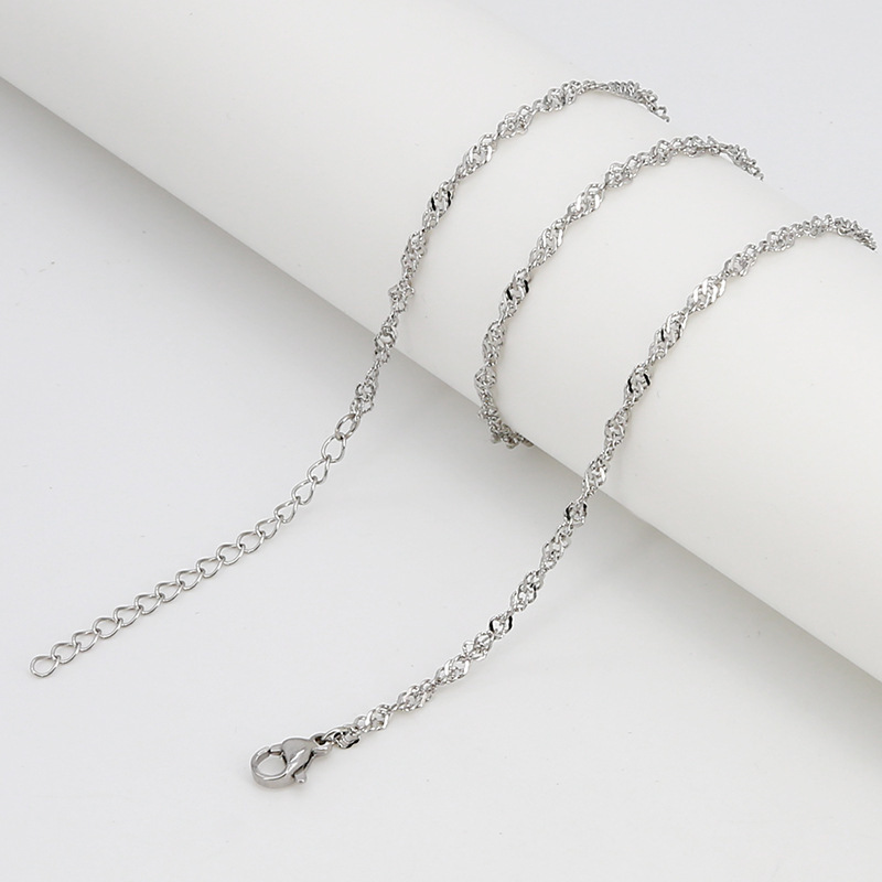 Stainless Steel Water Wave Chain Necklace Versatile DIY Jewelry Chain Unisex Fashion Simple Titanium Steel Clavicle Chain