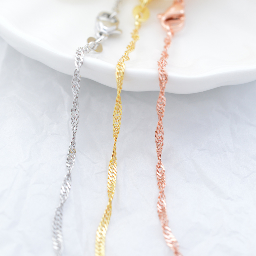Stainless Steel Water Wave Chain Necklace Versatile DIY Jewelry Chain Unisex Fashion Simple Titanium Steel Clavicle Chain