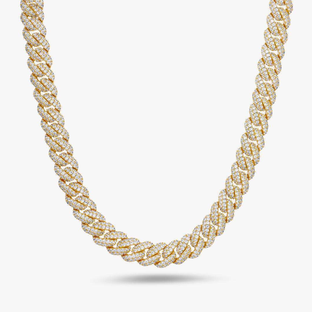 European And American Men's 10mm Hip-Hop Necklace Cuban Chain Copper Inlaid Zircon Men's Cuban Necklace Geometric Pattern Jewelry