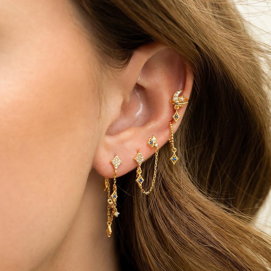 1 Set Sweet Classic Style Geometric Inlay Brass Zircon 18K Gold Plated Ear Cuffs