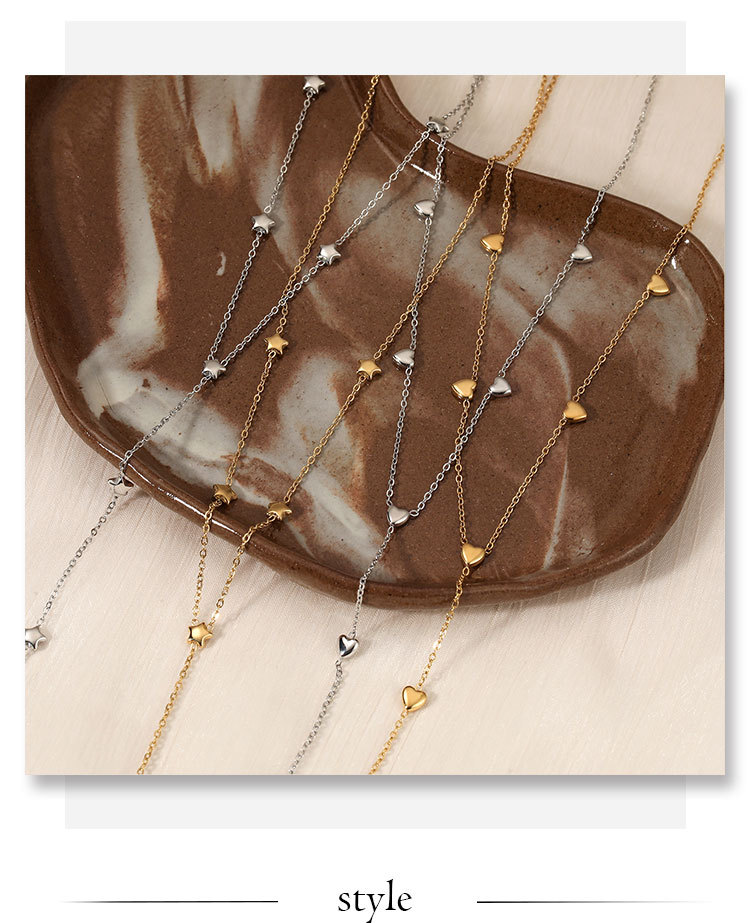 Elegant Long Y-shaped Vacuum Plating (In Furnace) Real Gold Plated 304 Stainless Steel Heart And Star Pendant Necklace Women's Fashion Daily Commuting Accessories