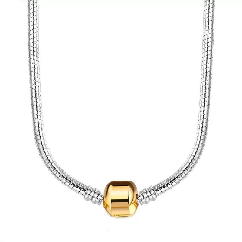 Silver Plated Necklace Beads DIY Accessories Rose Gold Style Men's Women's Fashion Hip Hop Couple Gifts Copper Material Chain